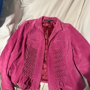 Kasper pink leather jacket